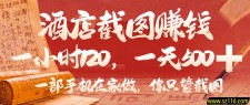 美团酒店截图，你只管截图，一小时 120，一天 500，一部手机在家做