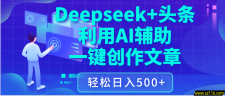 最新Deepseek+头条 利用AI辅助一键创作文章，保姆级教程，只需复制粘贴保守日入3位数