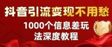 抖音引流变现不用愁：1000个信息差玩法深度教程