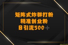 矩阵炸群打粉，日引流500➕精准创业粉