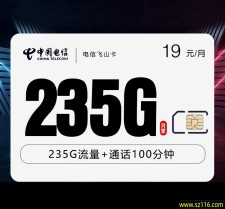 电信飞山卡【19元235G+100分钟】