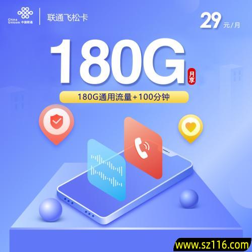 2025联通飞松卡【29元180G】