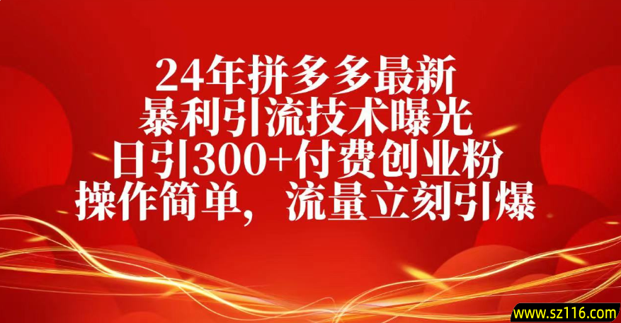25年拼多多最新暴利引流技术曝光、日引300+付费创业粉操作简单，流量立刻引爆