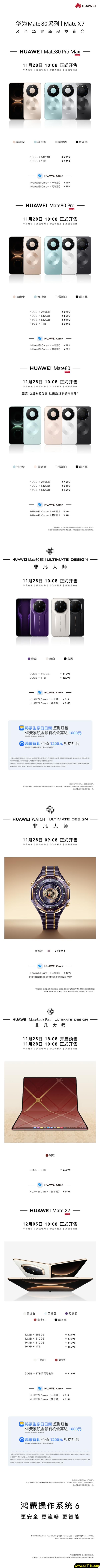 Mate 80系列发布！华为新品发布会价格汇总：12款新品 从999元到64999元