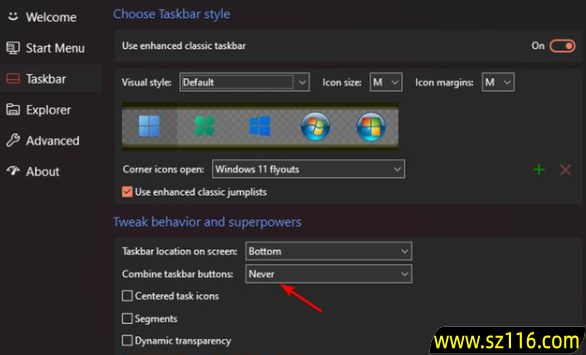 StartAllBack(Win11开始菜单增强工具) v3.9.20.5345 Stable 破解版 设置垂直任务栏的方法配图4